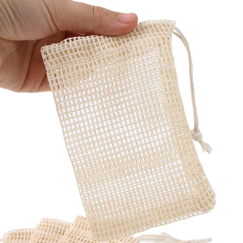 Wholesale Custom Design Kitchen Custom Natural Cotton Mesh Linen Drawstring Bag