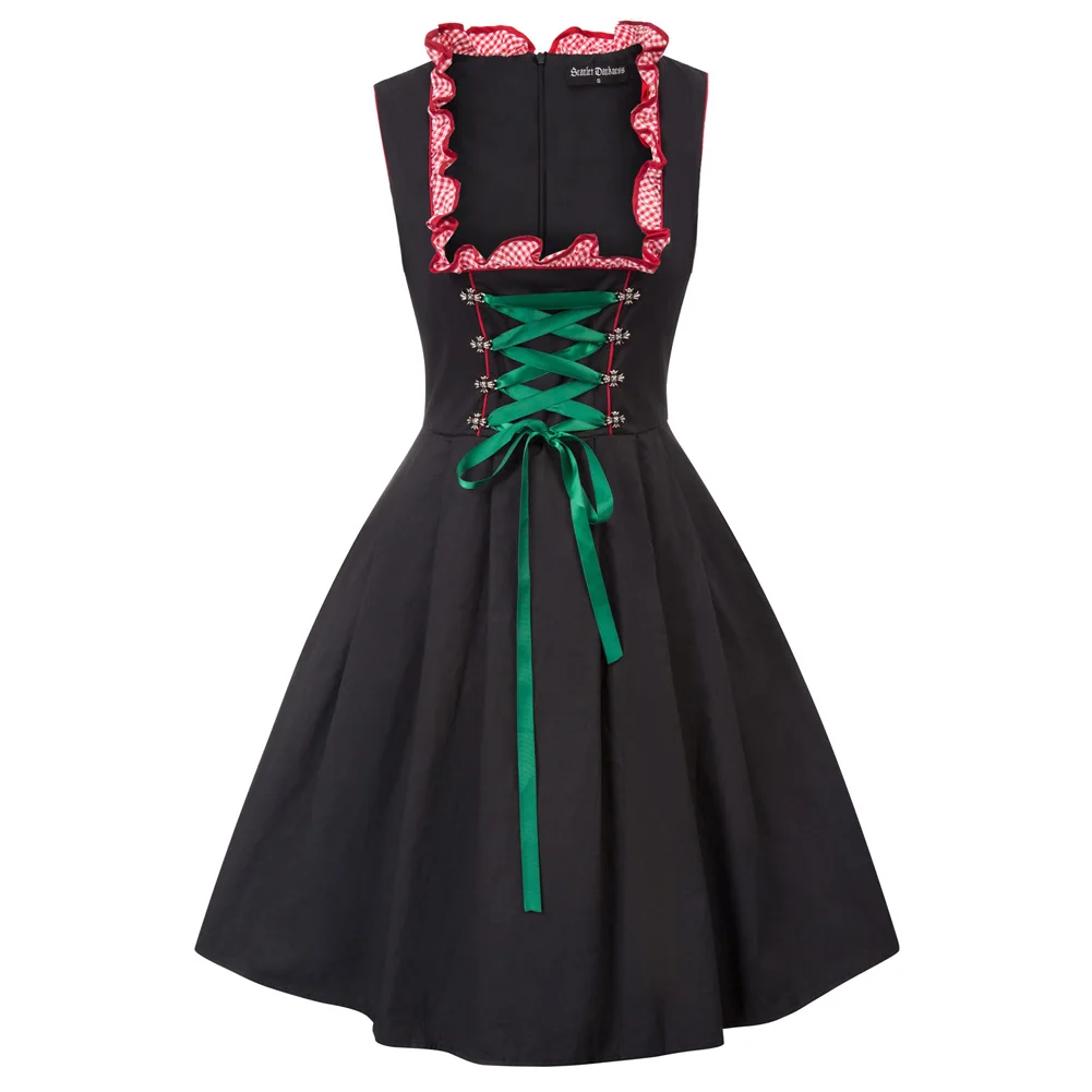 OEM Women 2pcs Set Costumes Dress+Apron For German Bavarian Oktoberfest