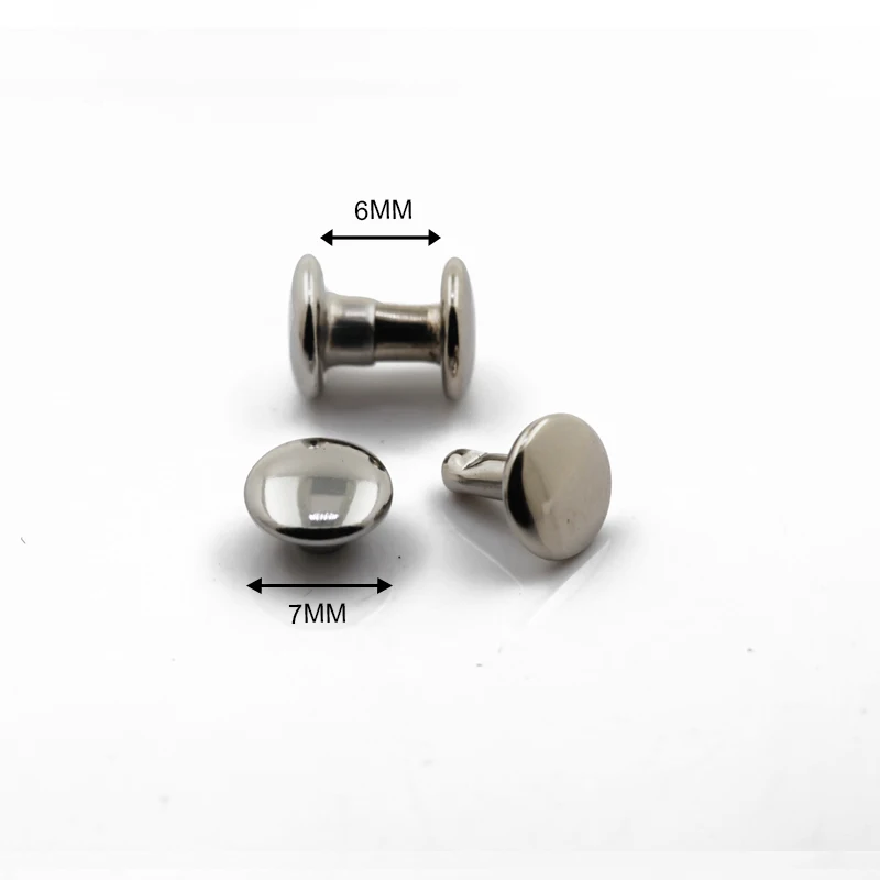 Hot Sale 7mm silver color brass leather rivets for leather dog collars double cap rivets