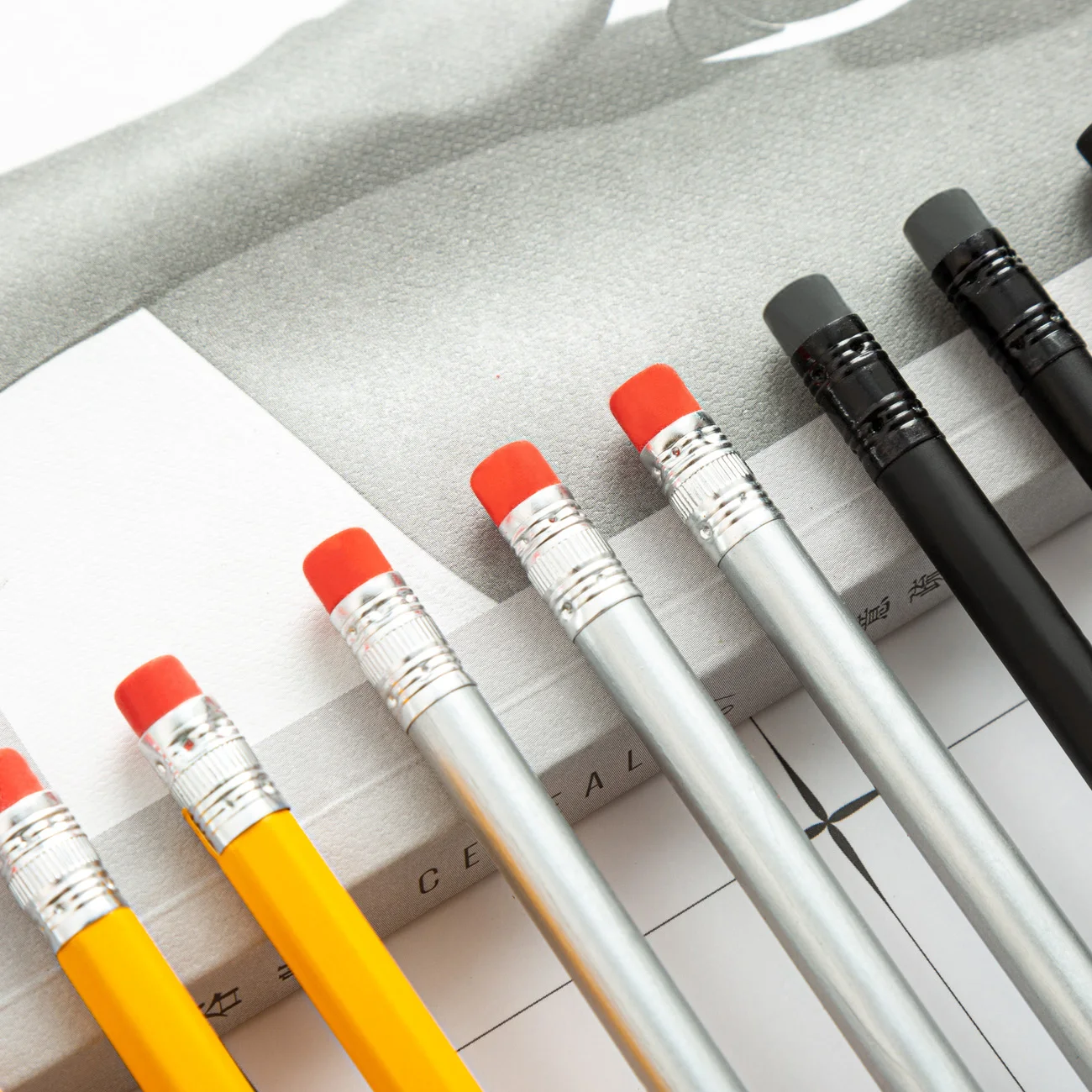 Custom logo Printed Black Wooden Pencil Promotion Stationery Pencil Wooden HB Eraser Pencil