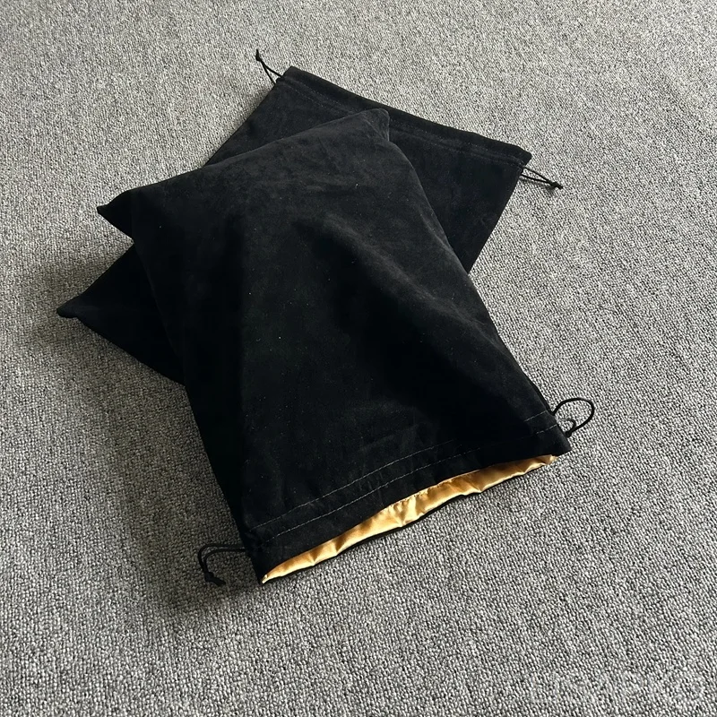 Custom wholesale double sided bag satin velvet wig pouch gift velvet pouch wig dust bag lace wig bags