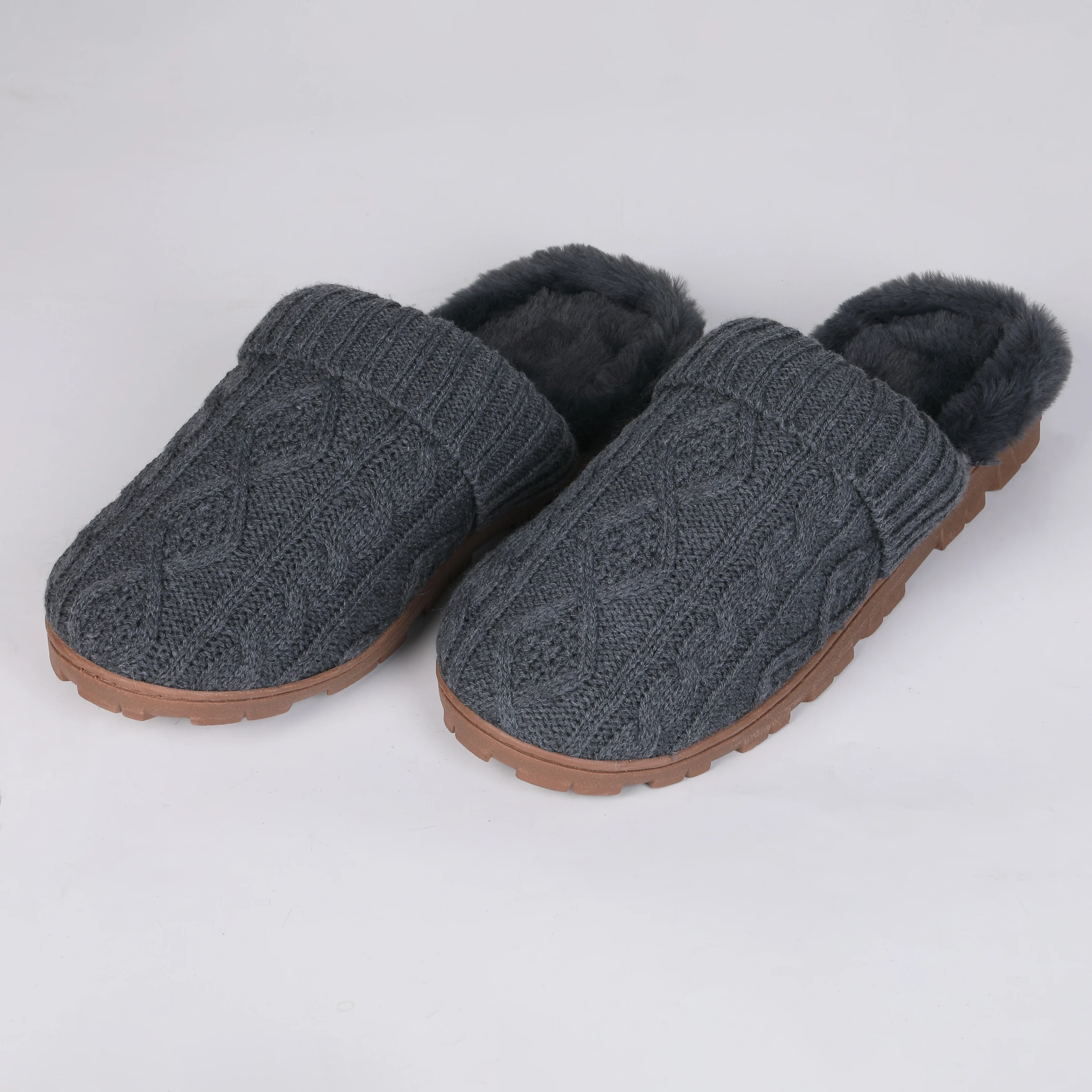 wholesale unisex fuzzy knit upper indoor slippers soft floor slippers for bedroom