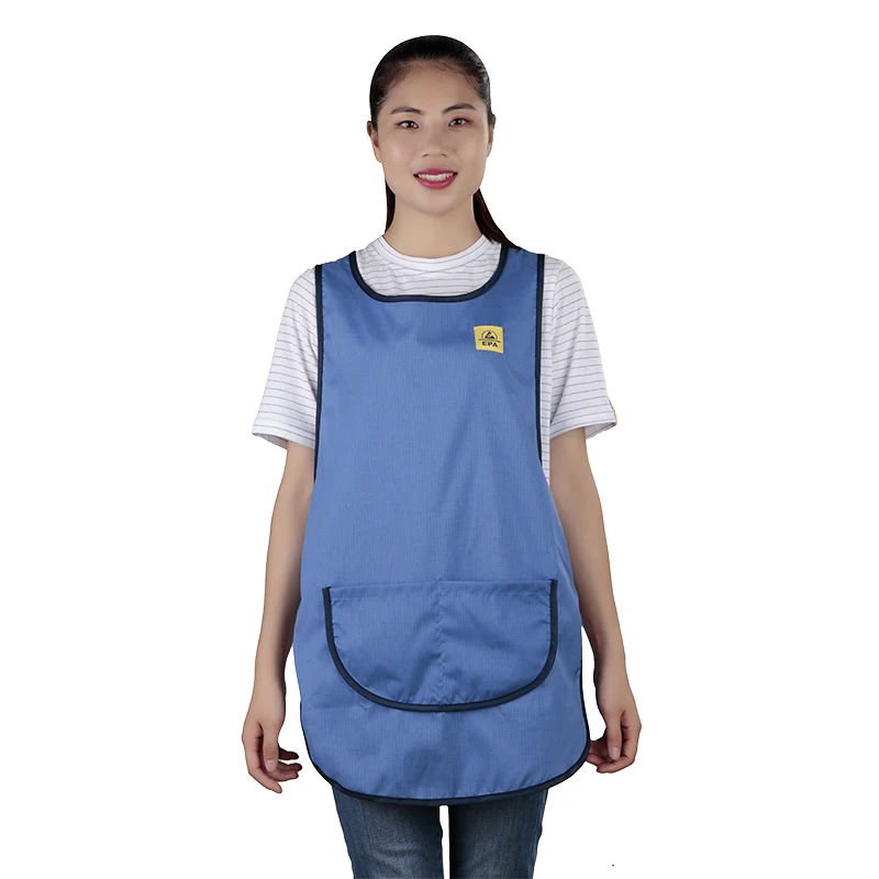 Fashion Comfortable Breathable ESD Tabard Blue Vest Antistatic Waistcoat Clothes Manufacturer Supplying