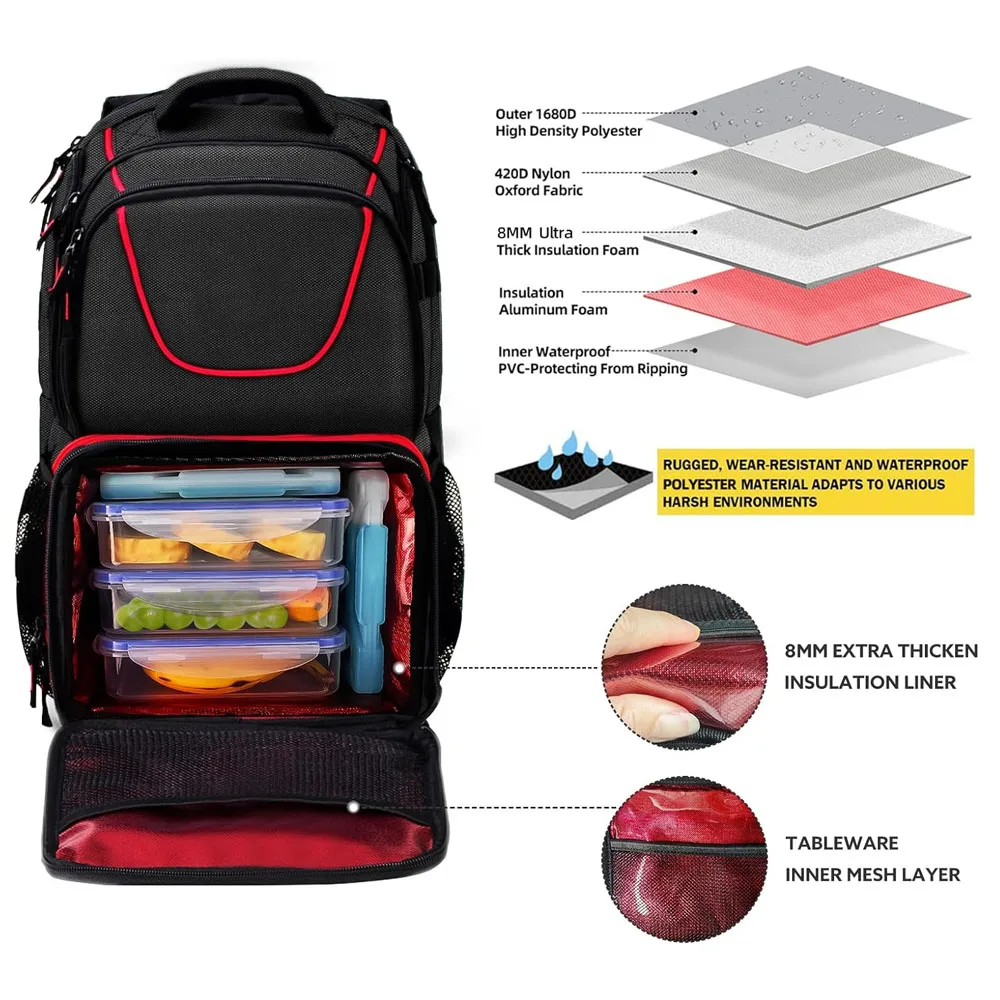 Insulated Cooler Lunch Fitness Meal Prep Backpack Custom Picnic Cooler Backpack Insulated Bag Leakproof Cooler Backpack