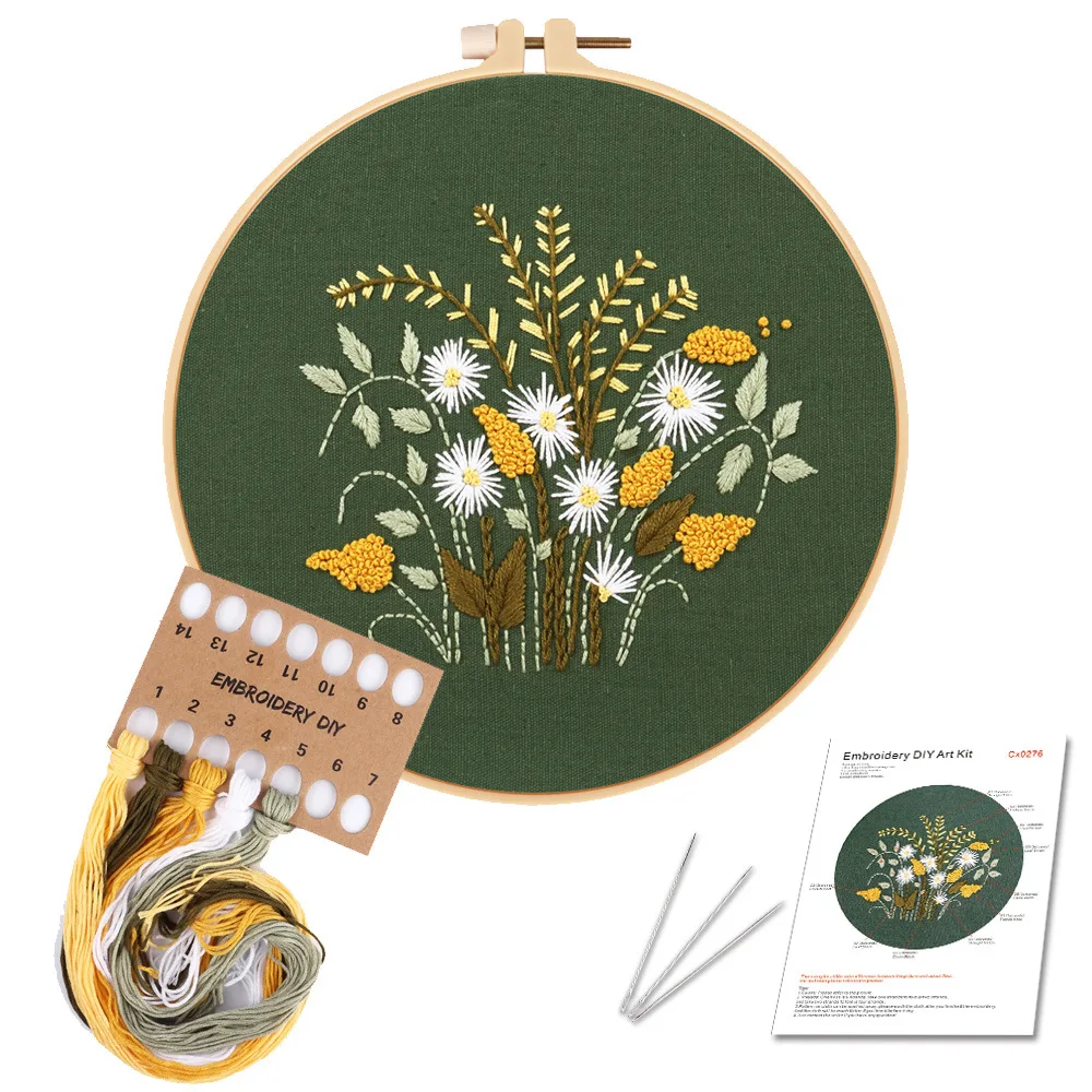 Dandelion Embroidery DIY Handmade Craft Kit for Beginner Printed Needlework Sewing Art Wall Embroidery Painting Home Decor