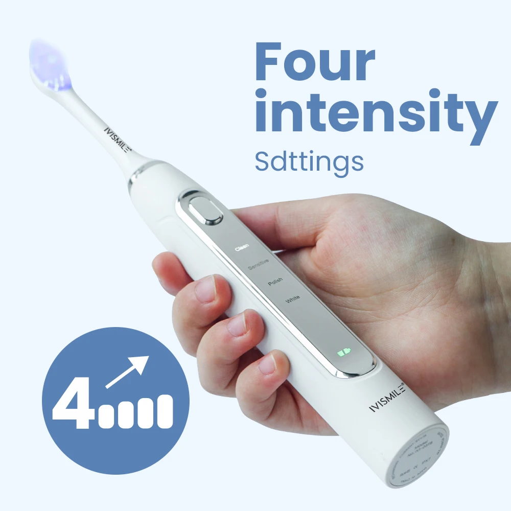 Custom Logo Waterproof Ultrasonic Blue Light Electronic LED Toothbrush with Charging Stand