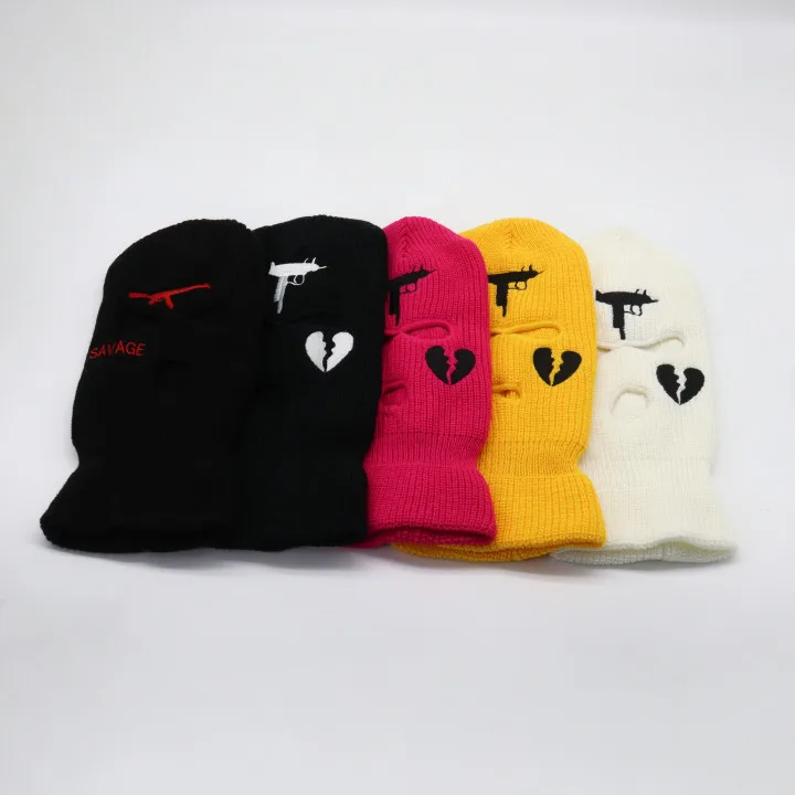 Custom winter hat Balaclava Face Mask Personalized 3 Holes Embroidery Pink Neon Balaclava Hat Ski Mask