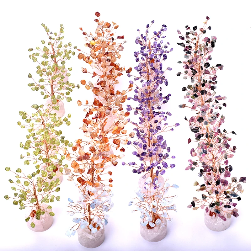 Natural Crystal Gemstone Fortune Bonsai Tree for Home Ornamental Feng Shui