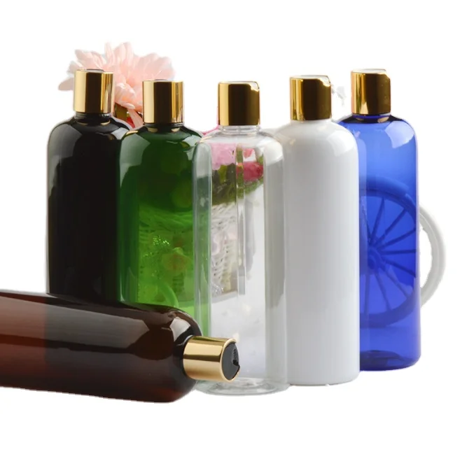 500ml Empty PET bottle with Gold Aluminum Press Disc Top Cap