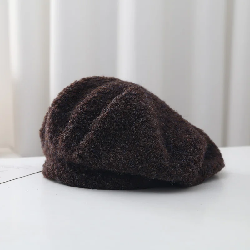 2022 Hot Wholesale Ladies Wool Hat Fashion winter Beret Hat Elegant Styles Pure Color Knitted Hat