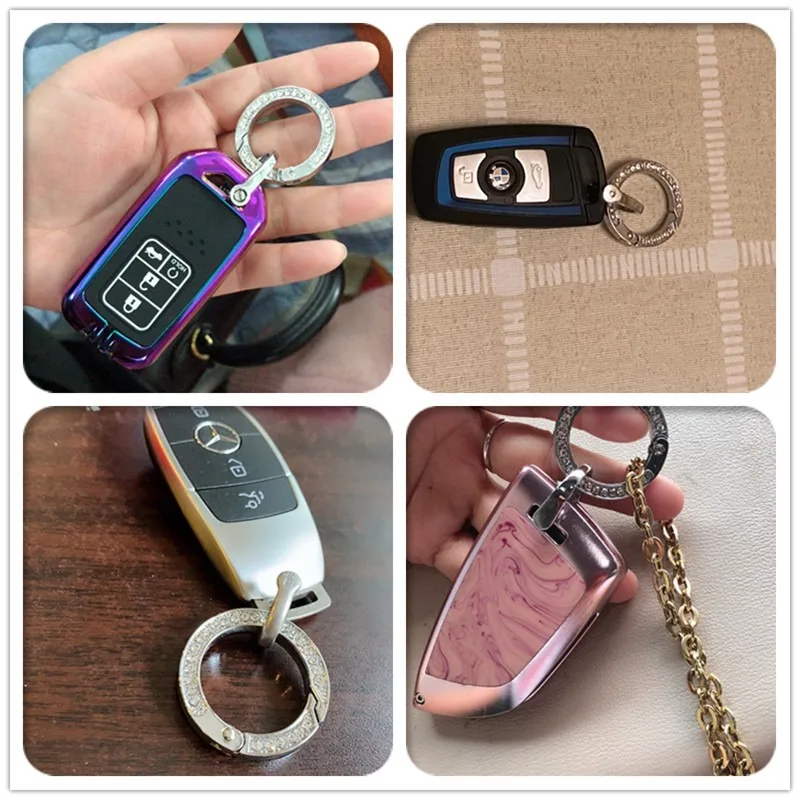 Bling Keychains For Crystal Rhinestone Diamond Keychain Women Girl Car Keys With D-Ring Luxury Personalized Key Ring Loop Buckle