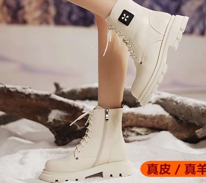 Leather wool electric electric heated shoes Charging heating shoes Winter  Warm snow boots electric  rechargeable heating shoes