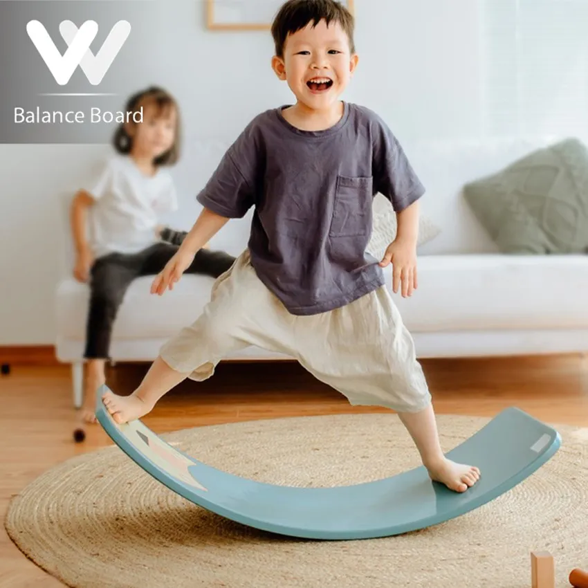 Winning Premium Natural Kids Wood Balance Board Wobble Balance Board Montessori Fitness Waldorf Balance Board