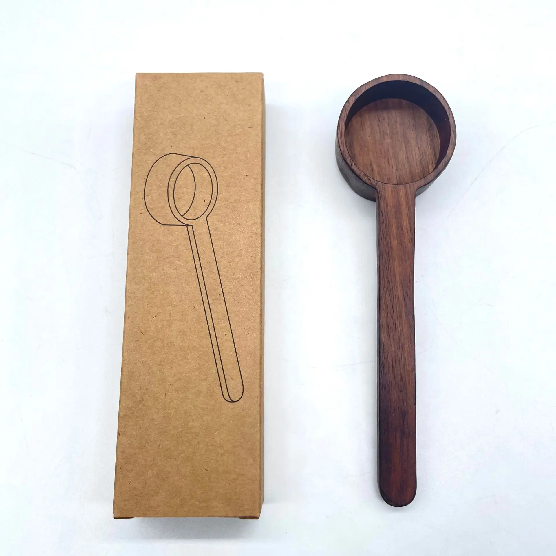 Custom Wholesale Walnut Wood Measuring Spoon Short Handle Wooden Coffee Spice Seasoning Spoons