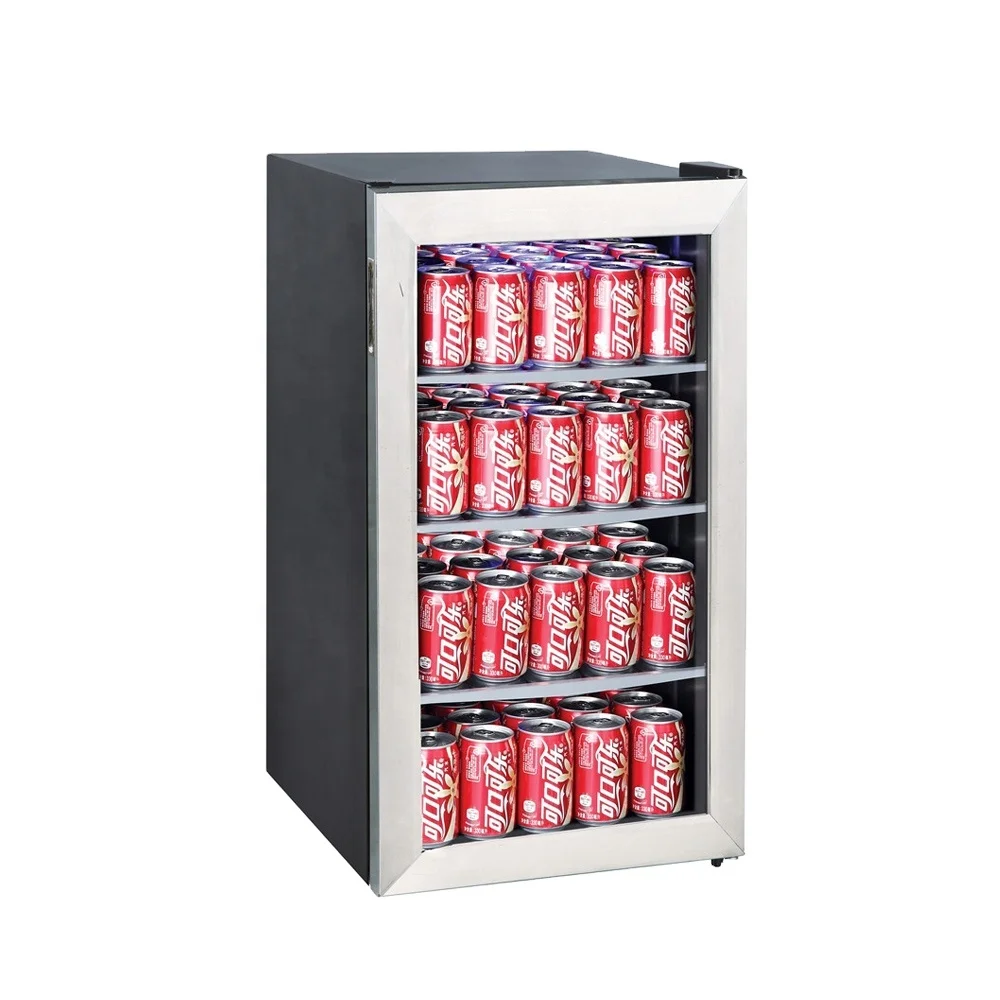 Custom freestanding LED drink beverage can refrigerator cooler glass door