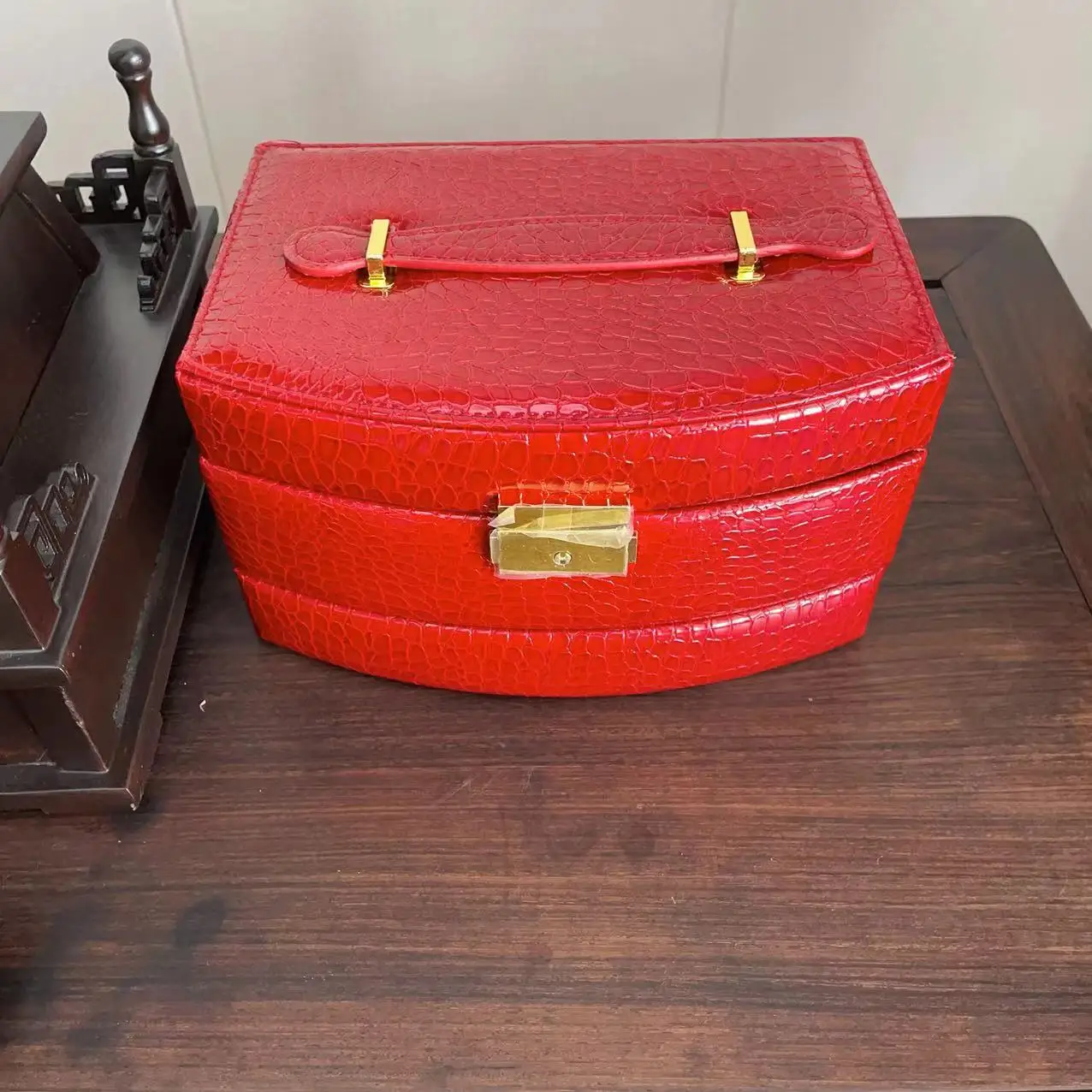 Black Antique Jewelry Display Box Leather Trinket Jewelry Storage  Drawer Packaging Box