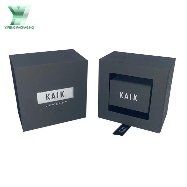 Creative Customized Necklace Box Matt Gray Small Paper Gift Fashion Rotation Luxury Branded Jewelry Boxes