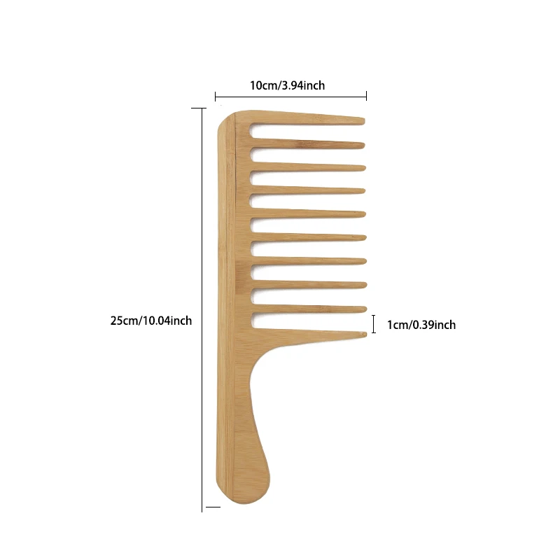Hot Selling Wholesale Customized Logo Wood Bamboo Eco-friendly Wide Tooth Comb