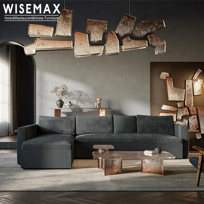 WISEMAX FURNITURE Contemporary simple design home furniture irregular square resin blue dining table for hotel living room