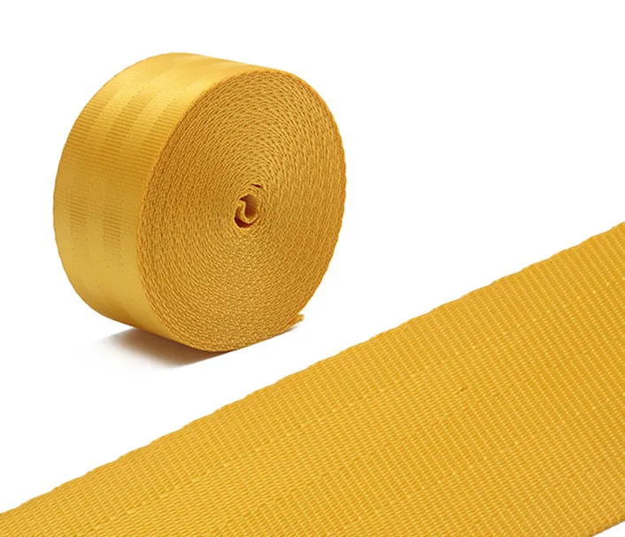 High quality polyester 50mm seat belt 1 1/2 inch colour yellow black  strap harness backpack seat  belt webbing