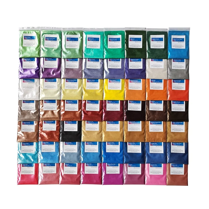 
56 colors mica pearl pigment powder for Epoxy Resin, soap, bath bomb, eye shadow, nail gel 5g/color 