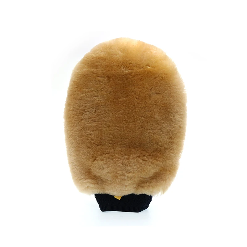 Custom logo acceptable car cleaning genuine sheepskin glove lambs wool car wash mitt