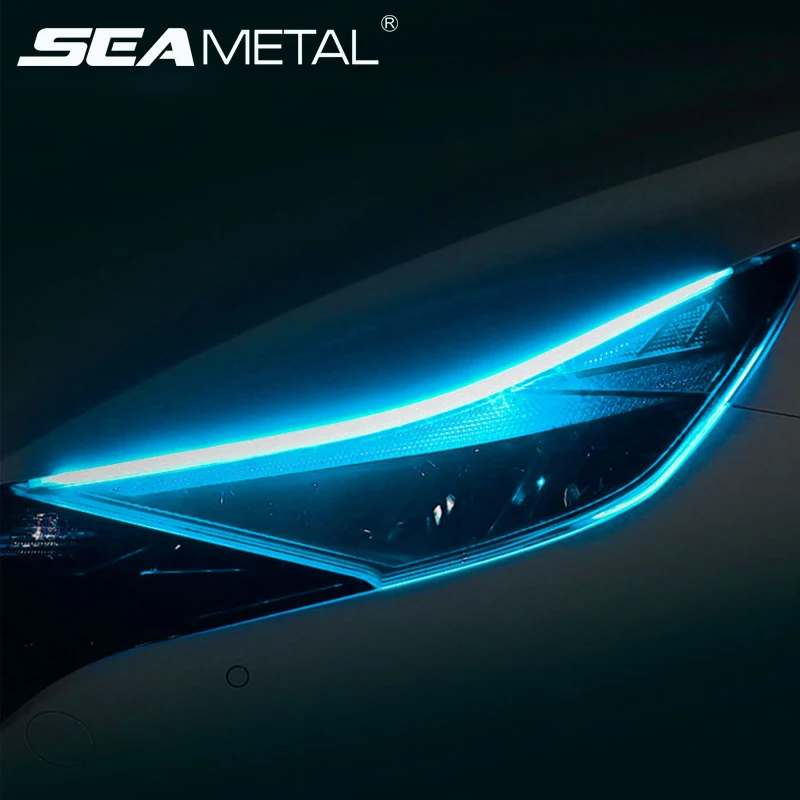 2 шт., гибкие светодиодные ленты для автомобильных фар, 60 см, 45 см, 30 см, 12 В