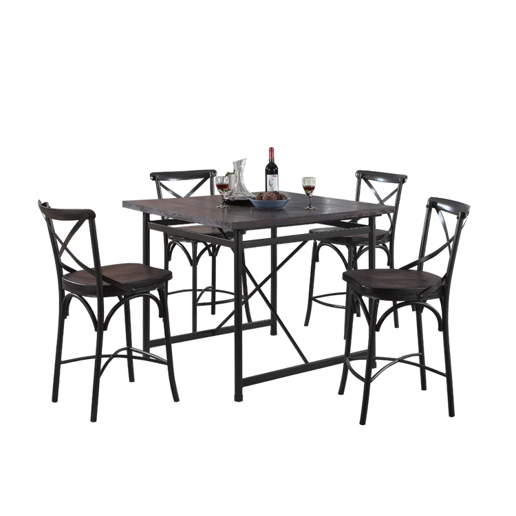 Деревянный металлический барный стол и стулья JIAHE home kitchen furniture