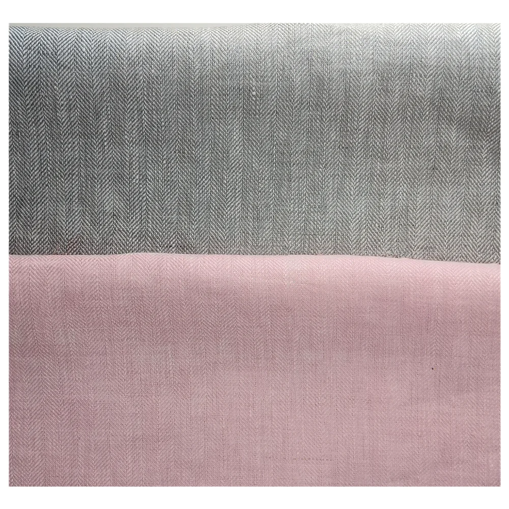
Good Quality 100% Linen Fabric Solid Yarn Dyed Fabric For Clothing Herringbone Pattern Twill Fabric 