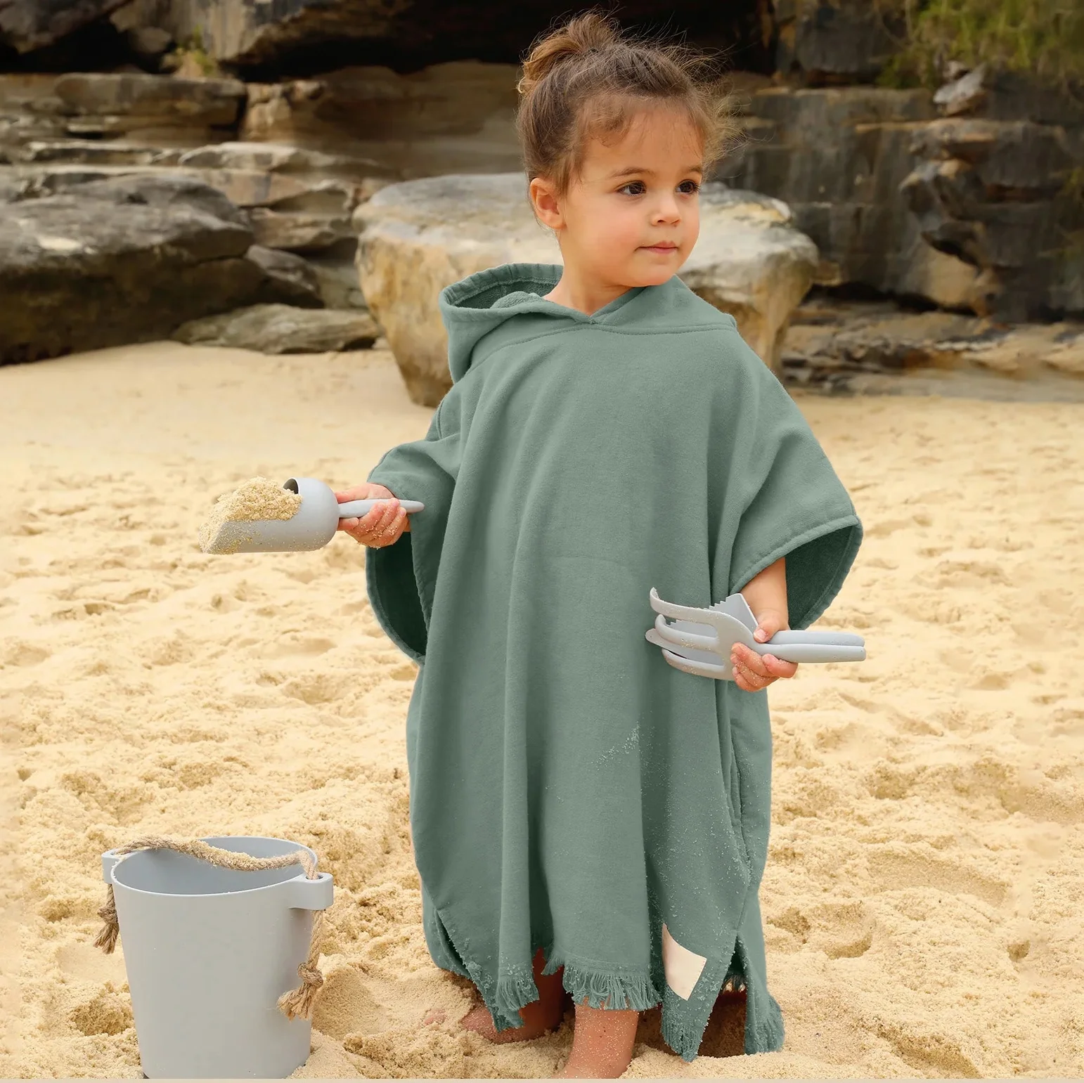 Hoodie Style Oversized Fringe Tassels Toddler Cozy Warm Infant Baby Kids Hooded Beach Towel Soft Poncho