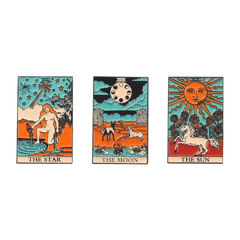 Tarot Enamel Pin Assortment Cup Cat Sun Star Cloud Fashionable Punk Accessories for Clothes Bags and Accessories