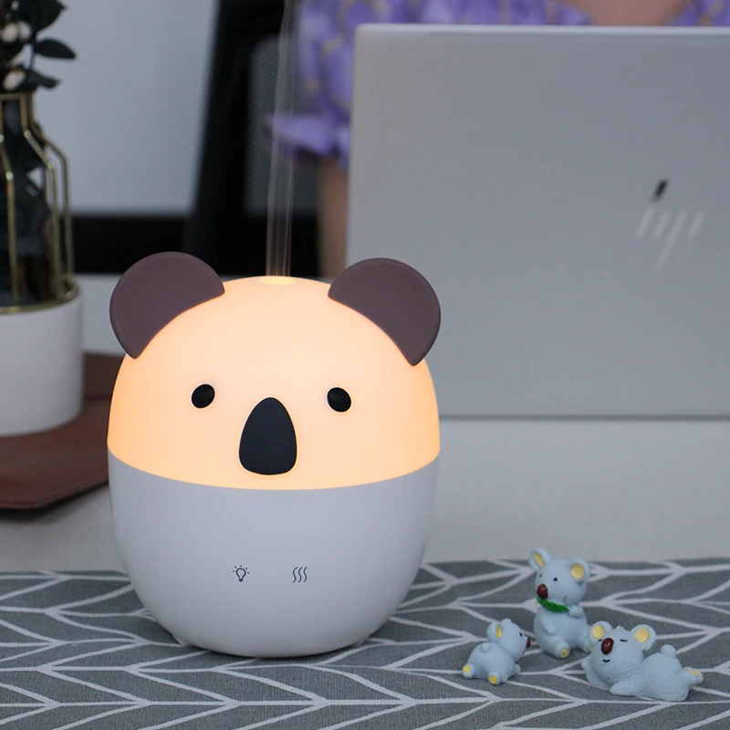 7 colors and dimmable mini cartoon bear shape baby warm light ultrasonic aromatherapy essential oil diffuser