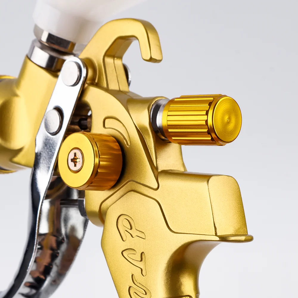 Professional Type HVLP Golden Airbrush With 1.3mm/1.5mm/1.8mm Three Nozzles Air Paint Spray Gun Car Repainting Paint Tool.