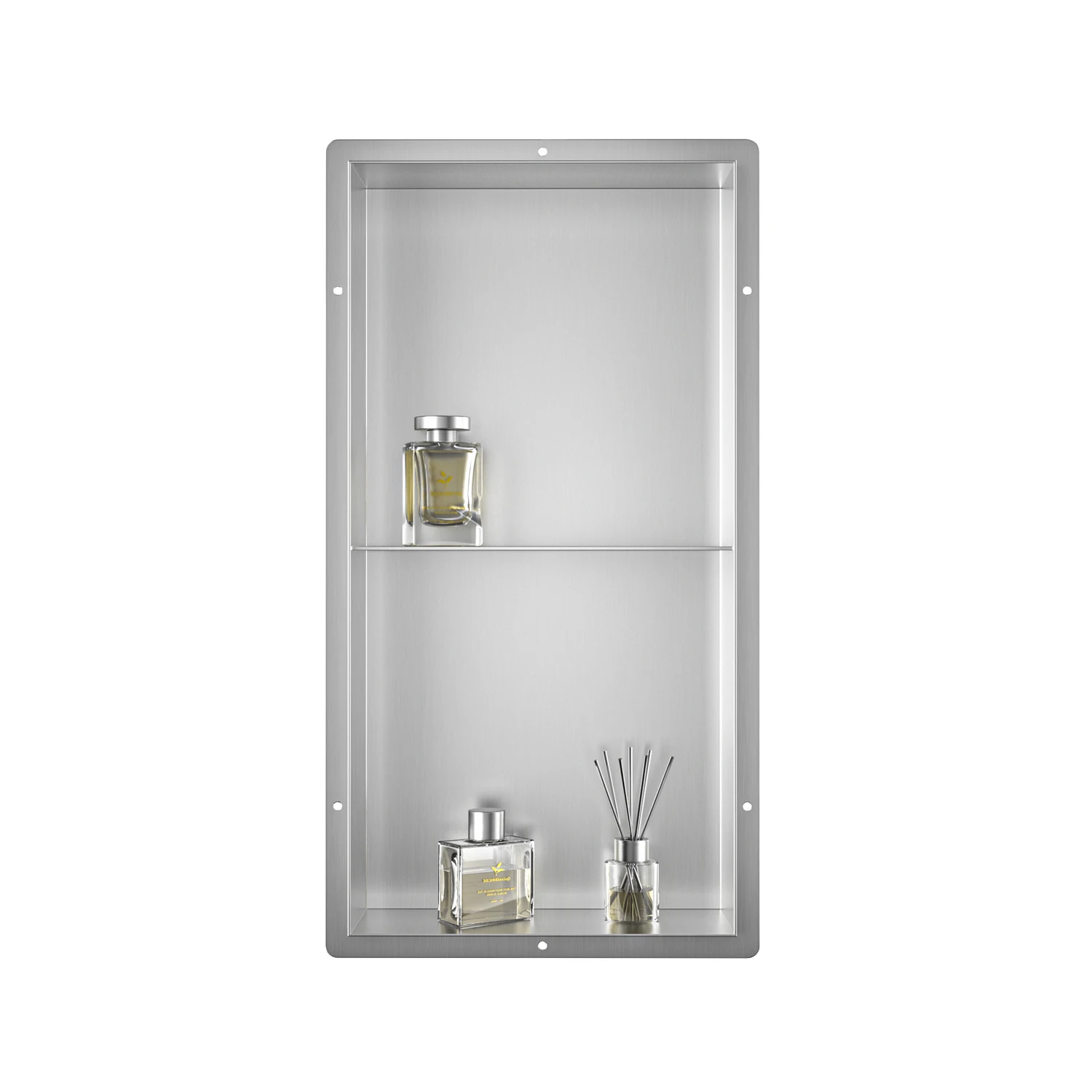 Modern Wall-Mounted Stainless Steel Shower Niche With Double Brushed Gold Black Metal Shelves Bathroom Accessories for Hotels