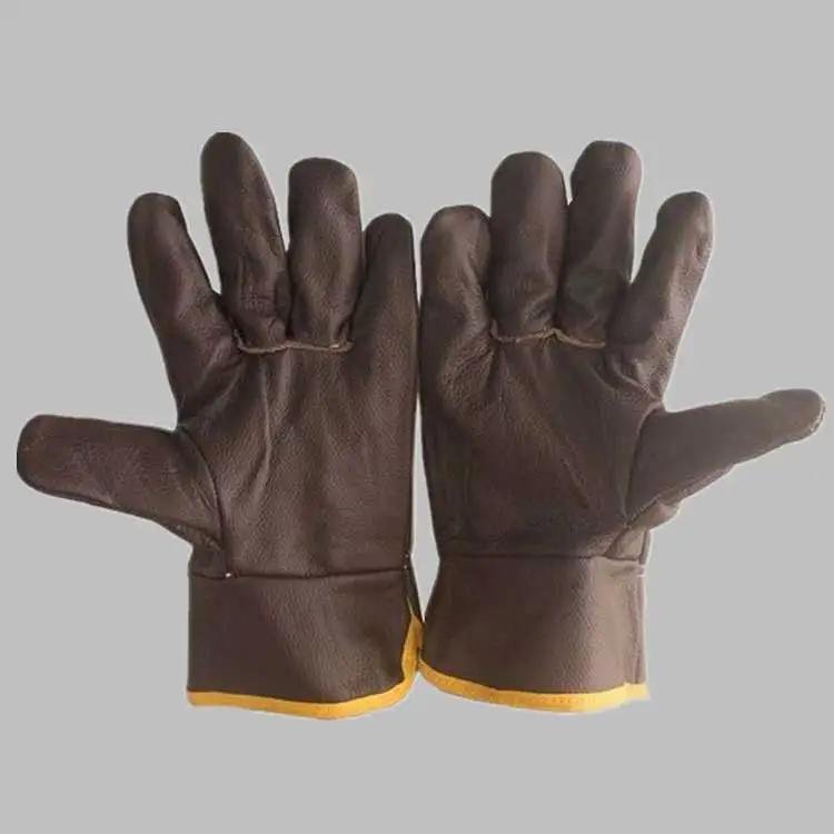 High quality light color wear resistant welding gloves heat insulation top layer cowhide leather driver gloves