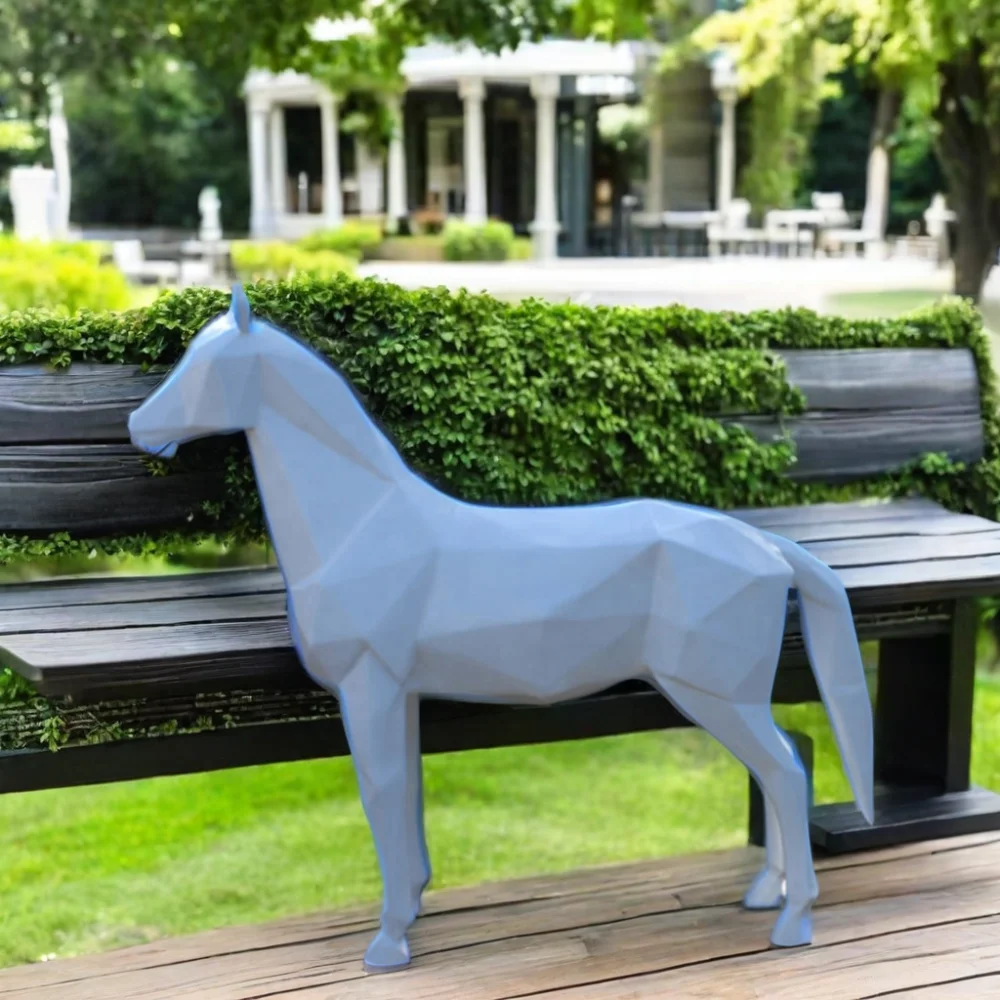 Garden Factory Fiberglass Sculpture Hot Sale Life Size Black and White Garden Animal Fiberglass Resin Horse Statue Sculpture