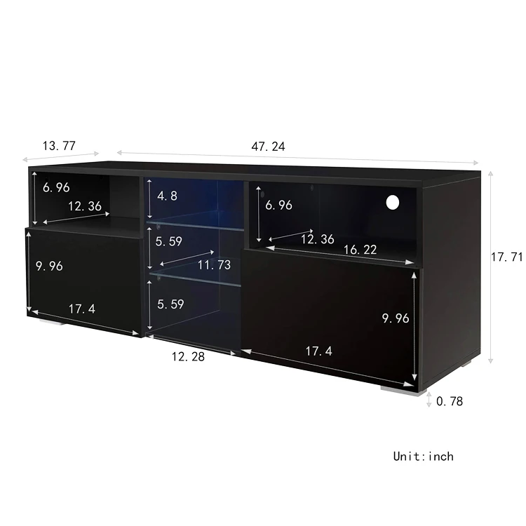 Entertainment Center Living Room Furniture Wooden Storage Drawer Media Television Table Cabinet LED Light TV Console Stand