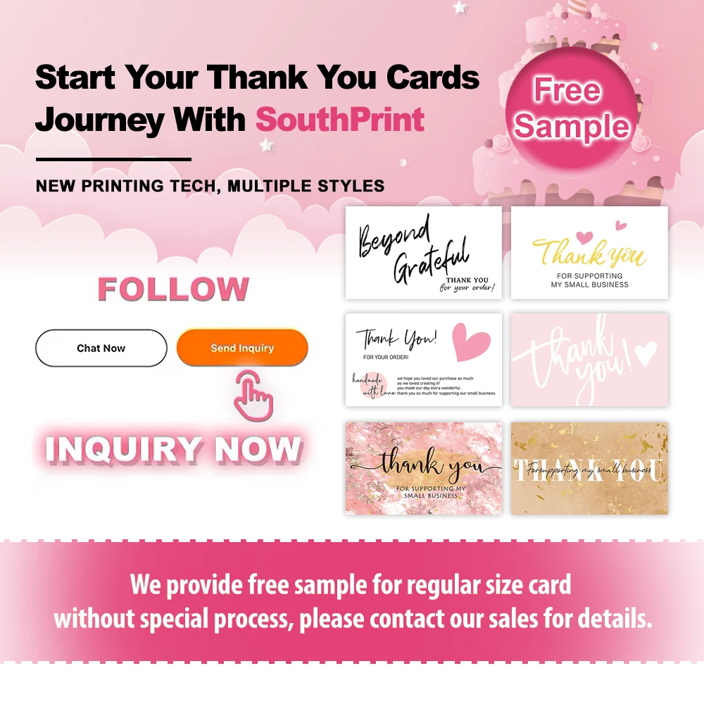 Custom Printing Luxury Thank You Cards Set With Envelope And Stickers Greeting Card For Business Or Birthday