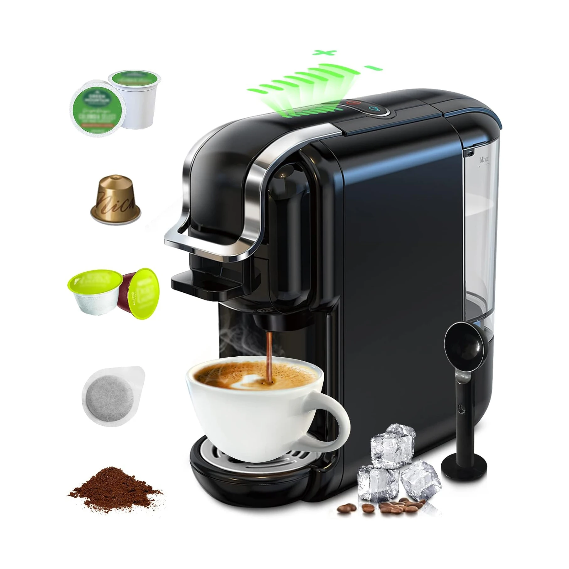 5-in-1 Multifunctional 19Bar Automatic Espresso Machine Single Serve Coffee Maker for Household Use US Plug Type