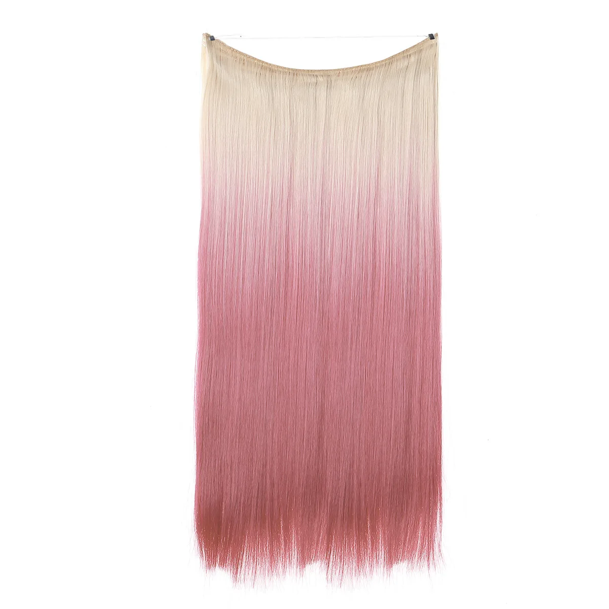 OEM  Synthetic Hair Extension No Clip Natural Hair Piece Ombre False One Piece Straight Hairpiece Blonde For Women