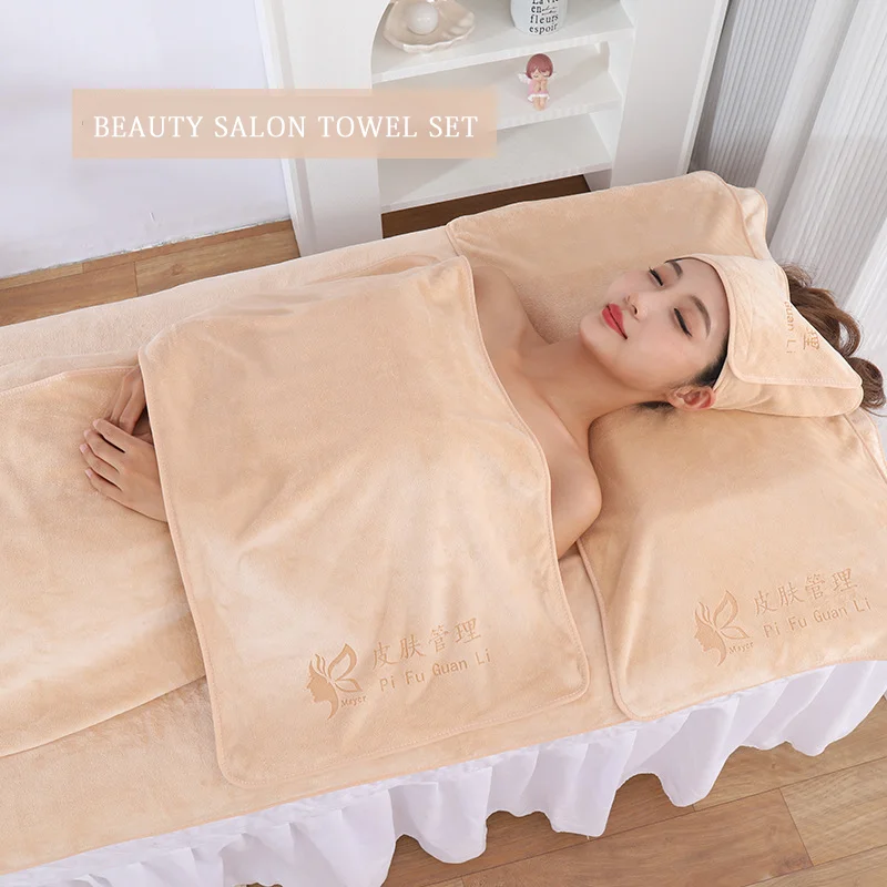 Wholesale Super Absorbent Salon Towel Sets Body Wrap Hair Turban Grey Microfiber Beauty Salon Spa Beauty Towels Sets