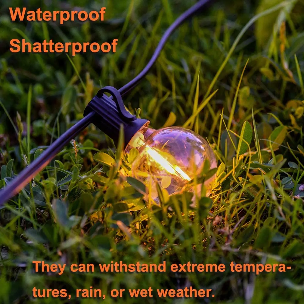 Manufacturer Best Selling 50Ft G40 LED Patio String Light Outdoor Garland Lighting New Year Party Garden Garlands Decorate