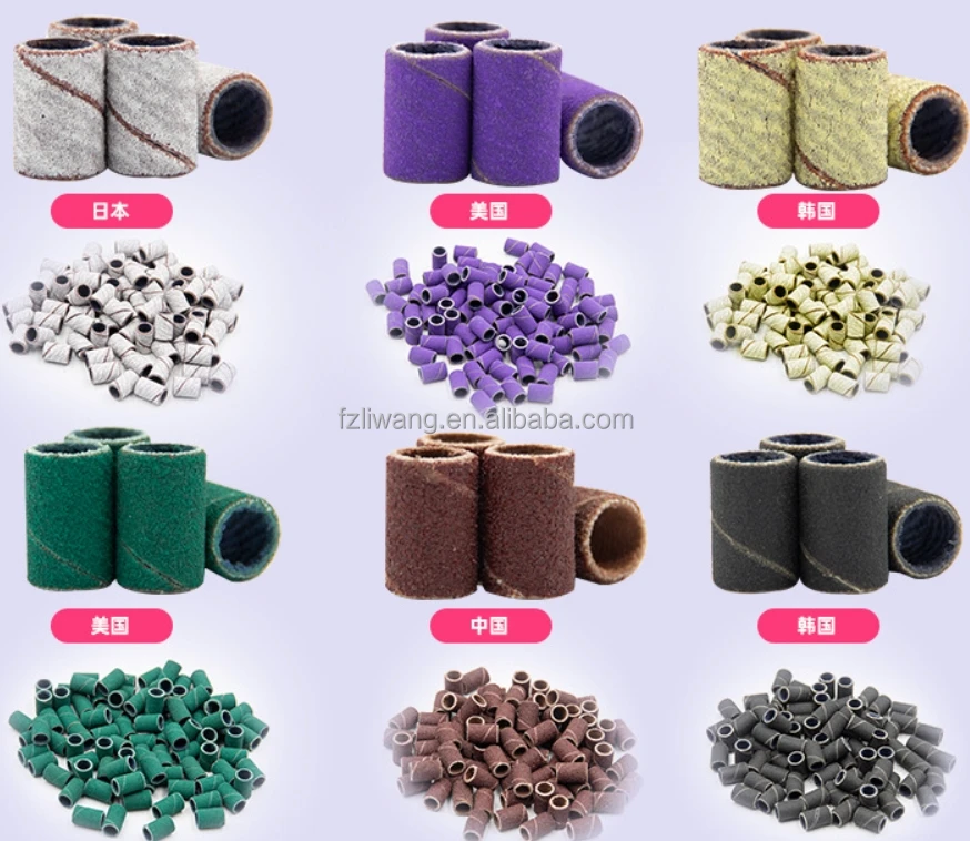 High Quality Sanding Bands For Electric Manicure Machine 240#/180/120/80 Grit Nail Drill Grinding Bit Files Pedicure Tool Set