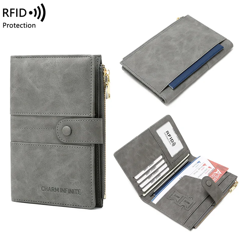 2024 New Personalize Rfid Passport Holders Case Custom Pu Leather Passport Cover Card Holder Wallet
