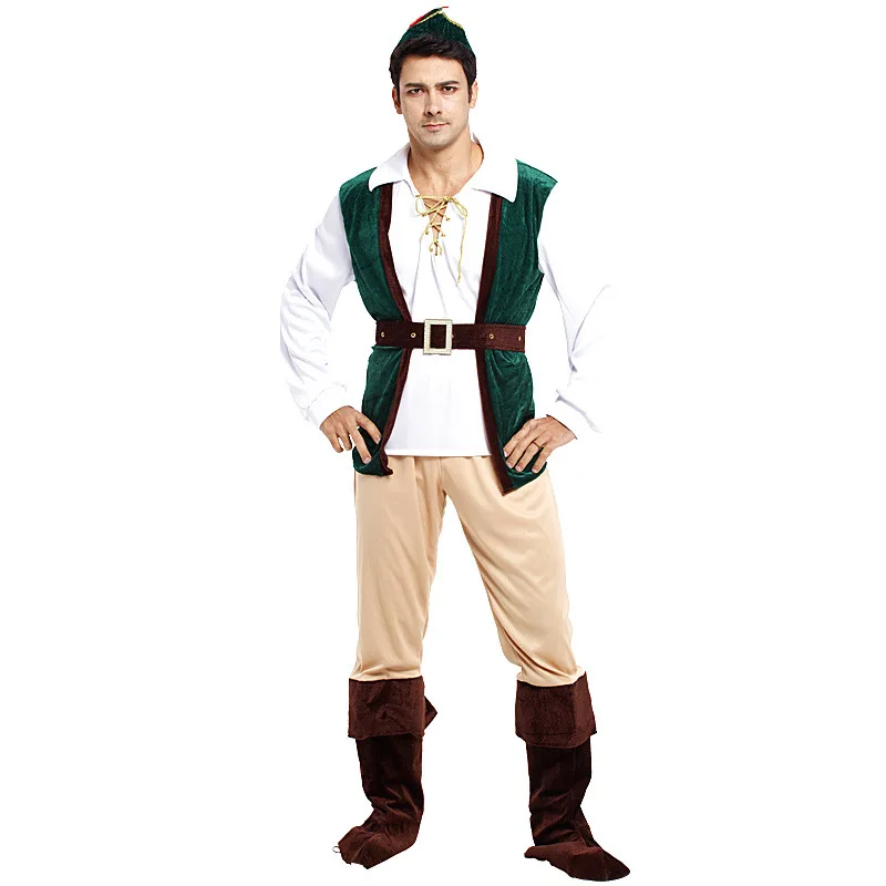 MINCO Carnival Halloween Forest Prince Hunter Cosplay Clothes Adult Man Robin Hood Peter Pan Costumes