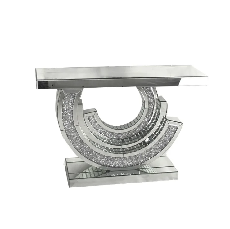 
European Entrance crushed diamond entry mirrored sliver console table for hotel 