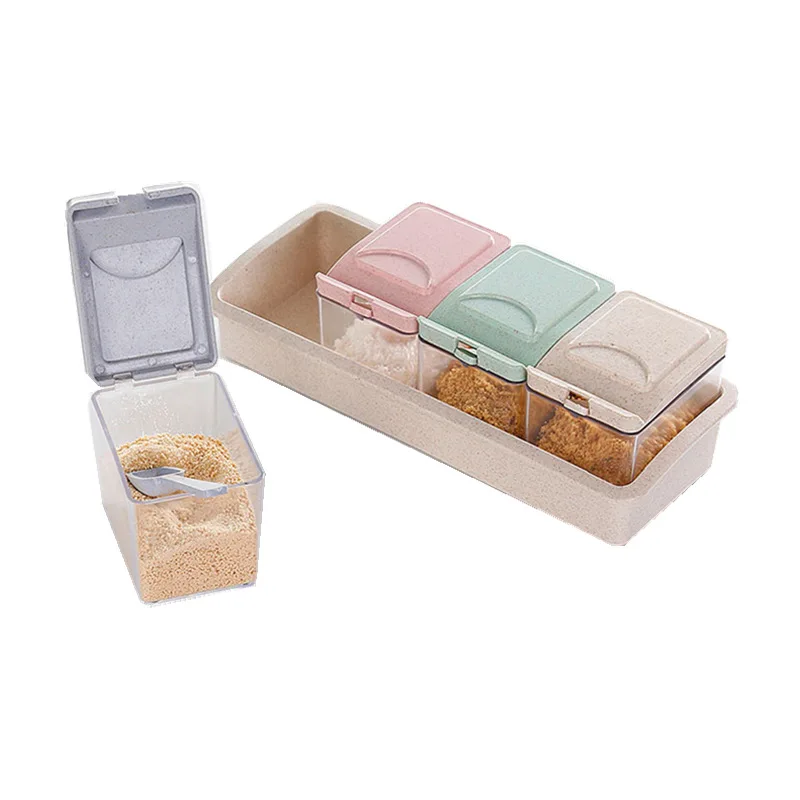 High Quality Spice Container Condiment  Plastic Kitchen Flip Spice Seasoning Jar