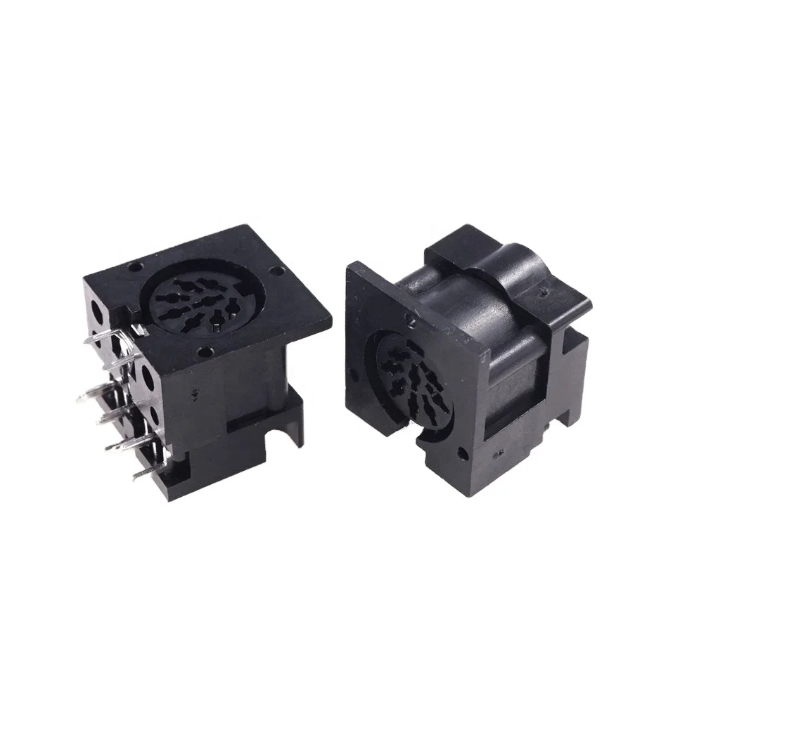 Circular Din Connector Receptacle 8 Pin 270 Degree Female Socket PCB Solder Right Angle Through Hole 100V 2A