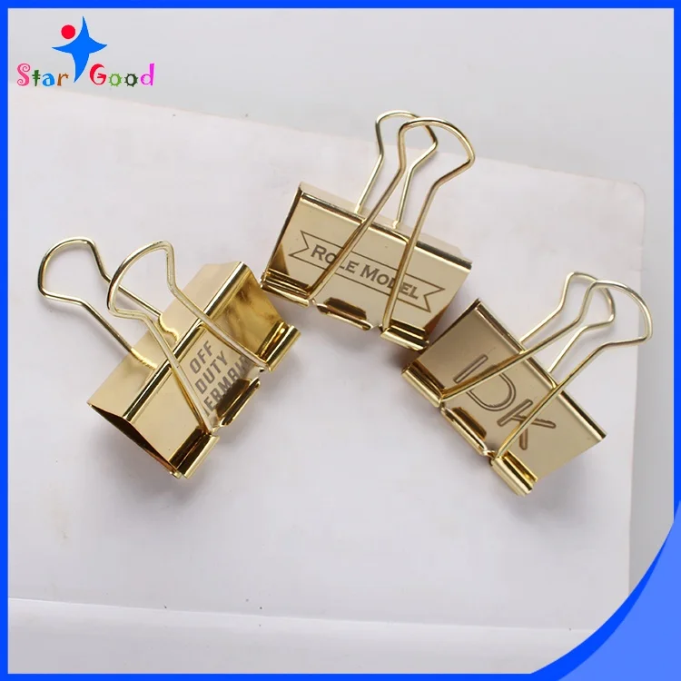 ShenZhen Stargood factory 25mm 32mm custom laser logo antique brass binder clip as promotional gift