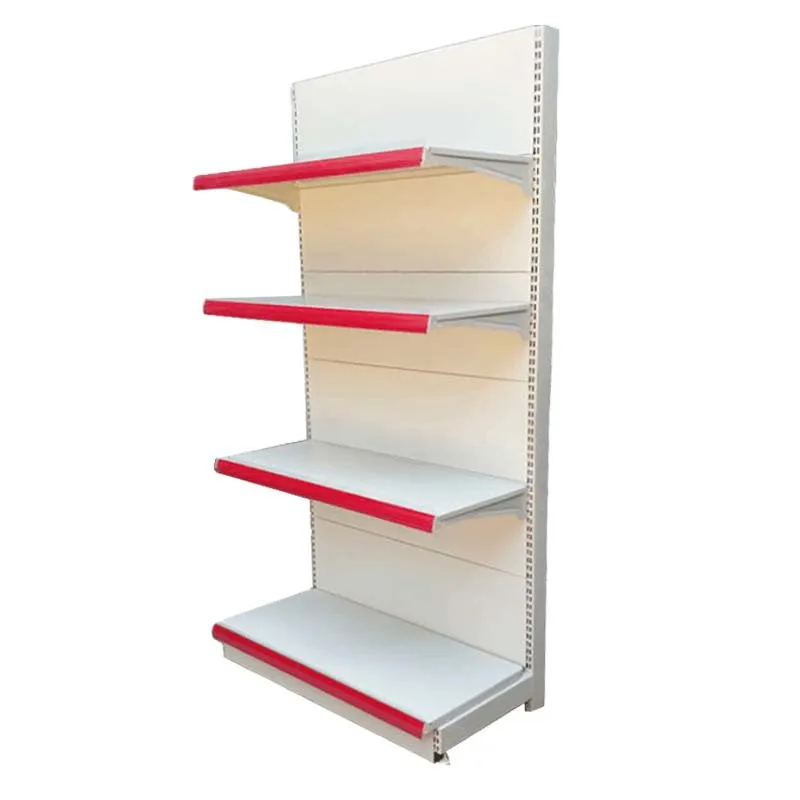  Supermarket Gondola Shelves For Display Heavy Duty Milk White Color Single Sided